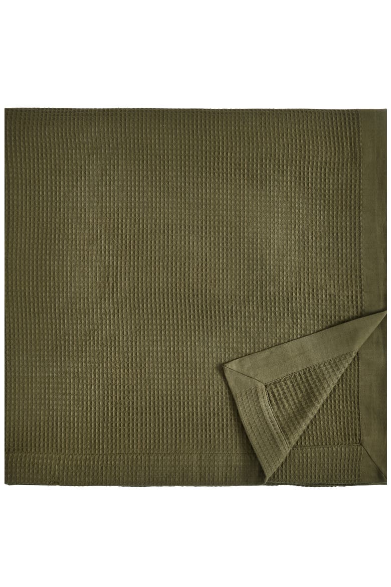 Soft Cotton All-Season Waffle Weave Throw Blanket, Alternate, color, OLIVE GREEN
