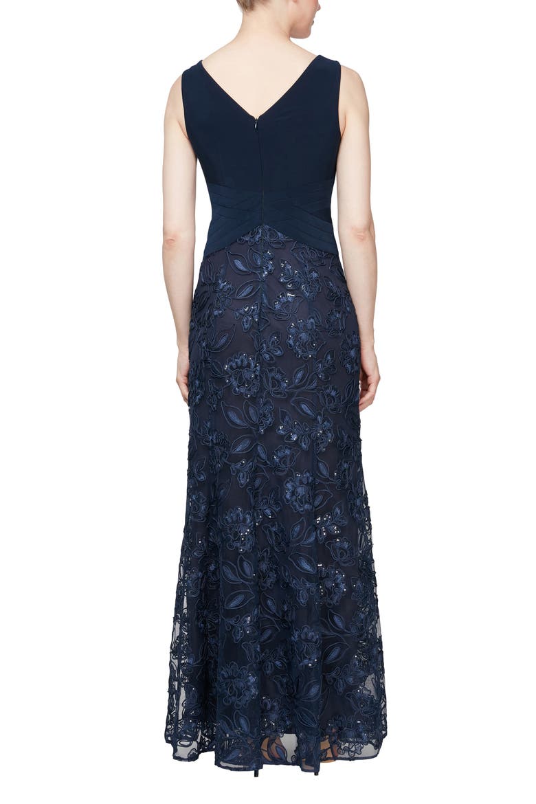 Sleeveless Beaded Gown, Alternate, color, NAVY