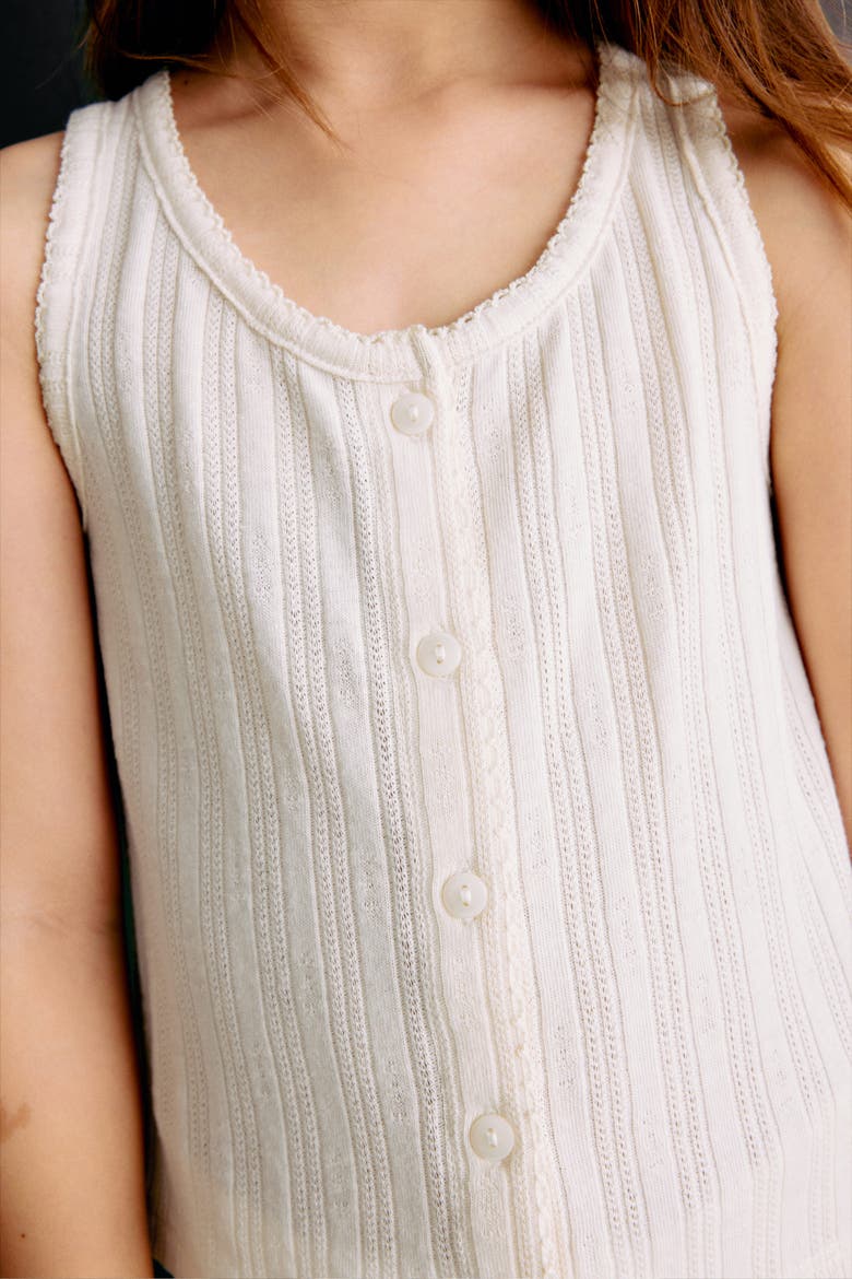 Pointelle Jersey Vest Top, Alternate, color, Cream