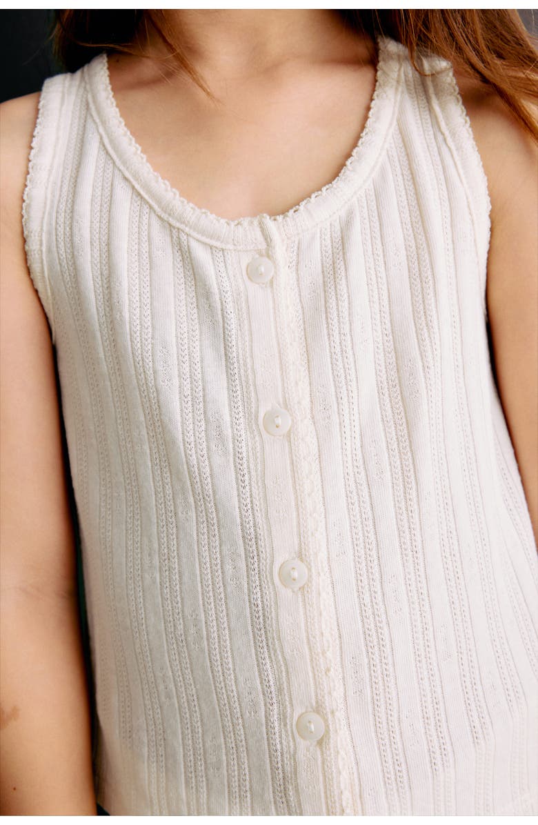 H&M Pointelle Jersey Vest Top, Alternate, color, Cream