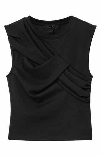 Nella Draped Cotton Blend Jersey Tank