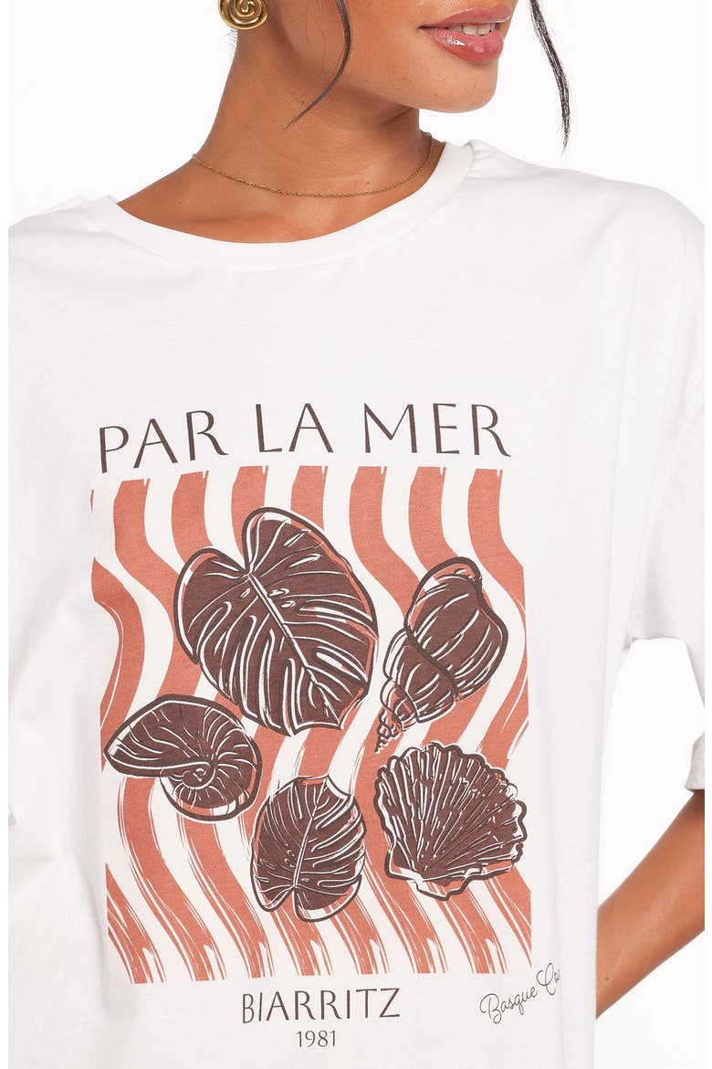Par La Mer Oversize Cotton Graphic T-Shirt, Alternate, color, WHITE