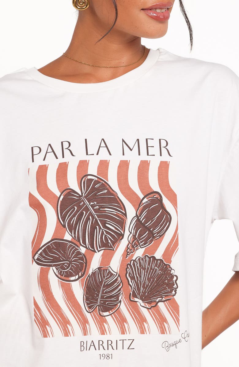 Petal & Pup Par La Mer Oversize Cotton Graphic T-Shirt, Alternate, color, White