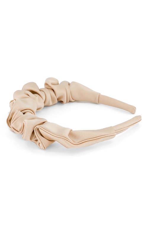 Shop Alexandre De Paris Gathered Satin Headband In Beige