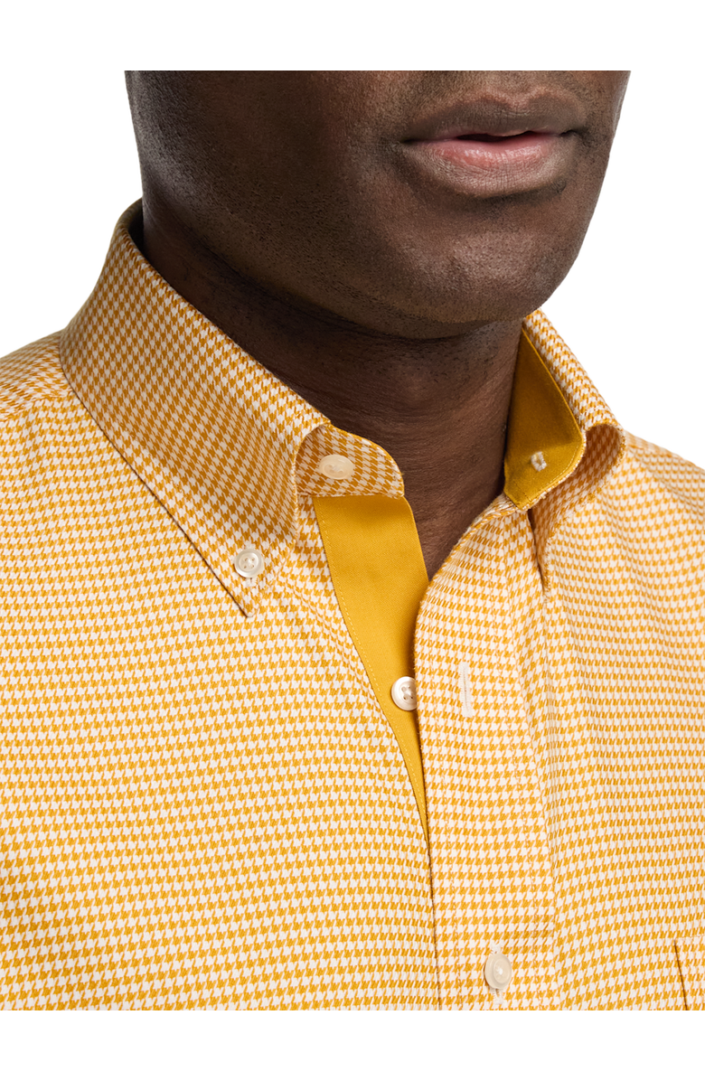 Paul Fredrick Slim Fit Comfort Stretch Non-iron Houndstooth Dress Shirt With Contrast Trim, Alternate, color, Gold
