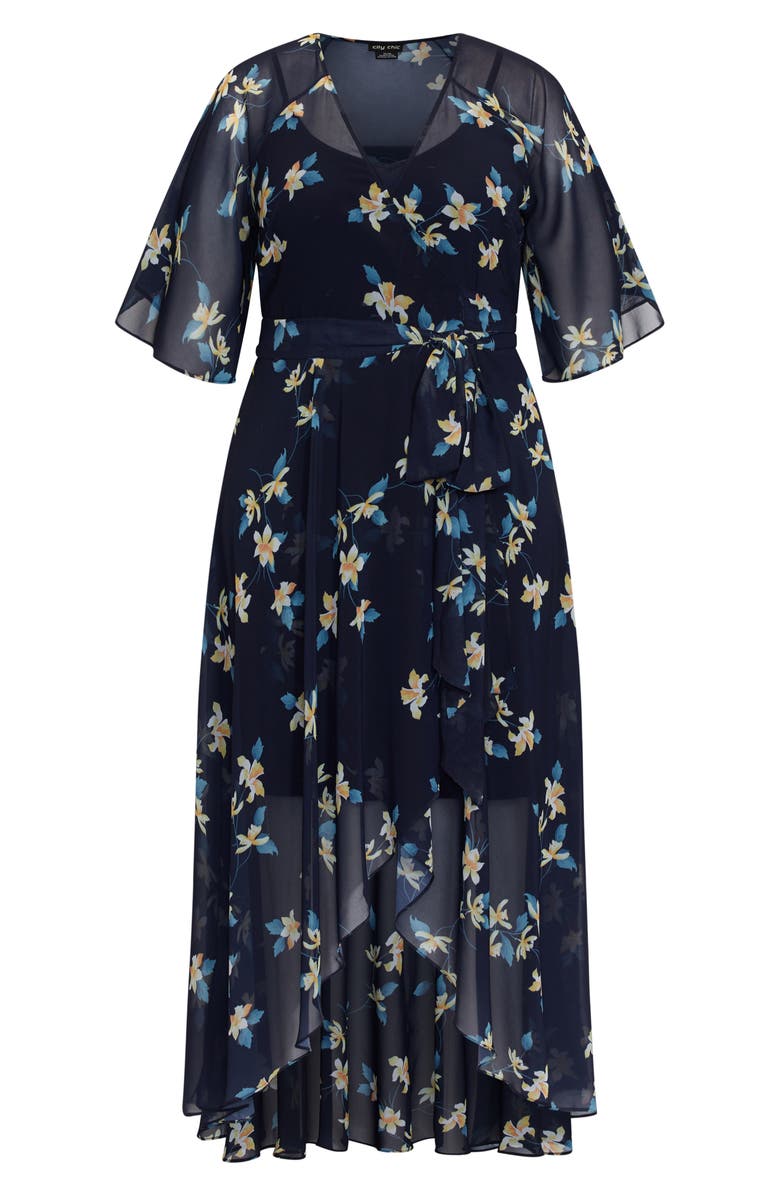 City Chic Akita Floral Wrap Dress, Alternate, color, 
