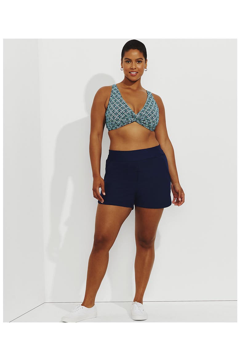 3" Quick Dry Elastic Waist Board Shorts Swim Cover-up Shorts with Panty, Alternate, color, Deep Sea Navy