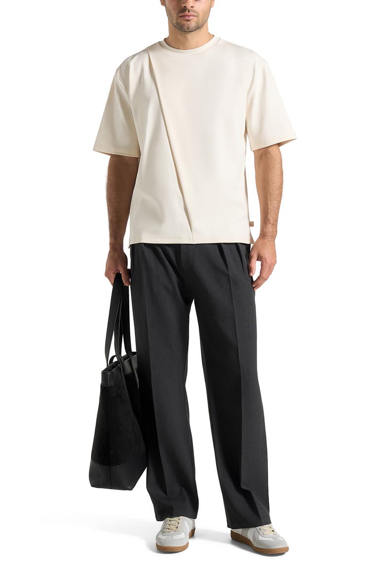 Hugo Relaxed Fit Cotton T-Shirt With Pleat, Main, color, Cream