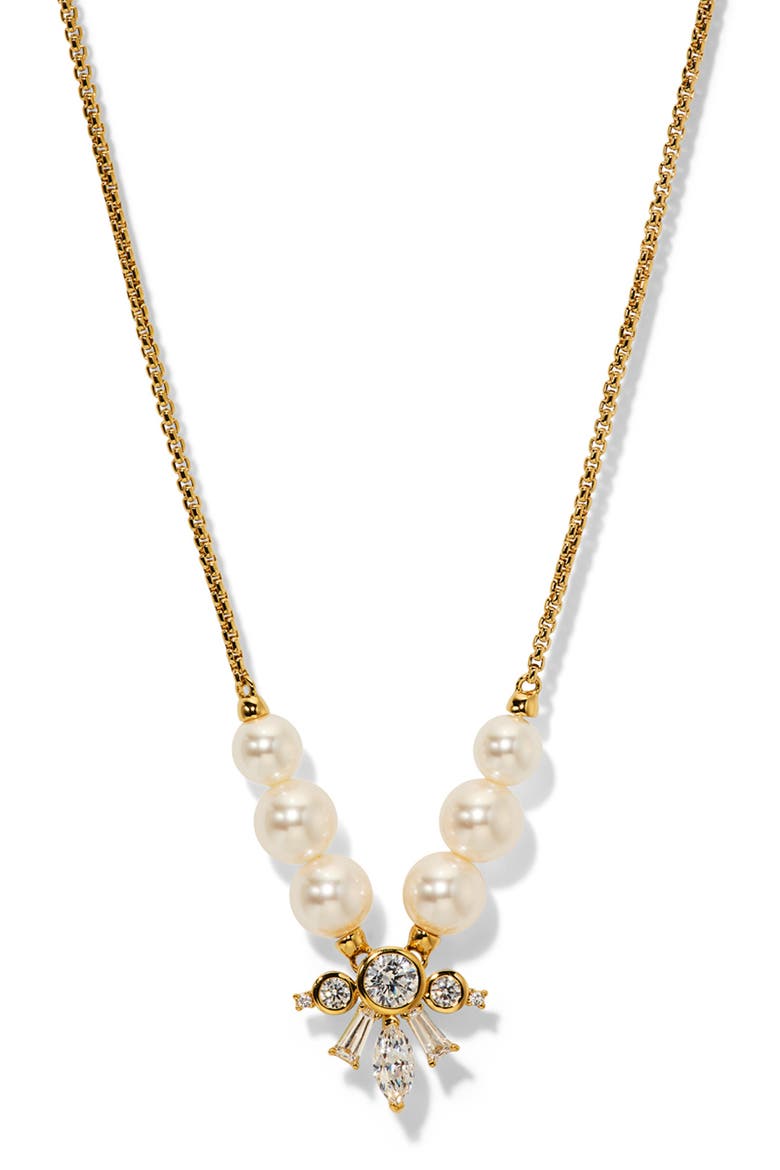 Undersea Imitation Pearl Frontal Necklace, Main, color, GOLD