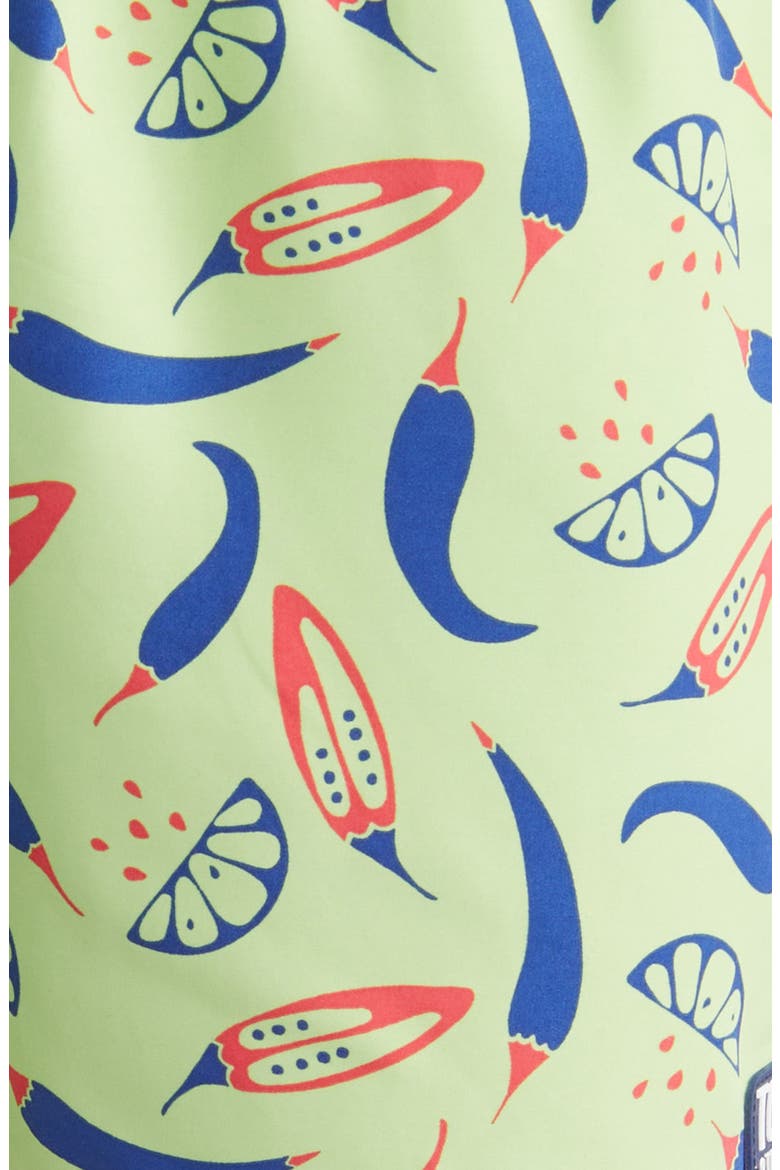 Chilli Print Performance Swim Trunks, Alternate, color, LIME/ BLUE