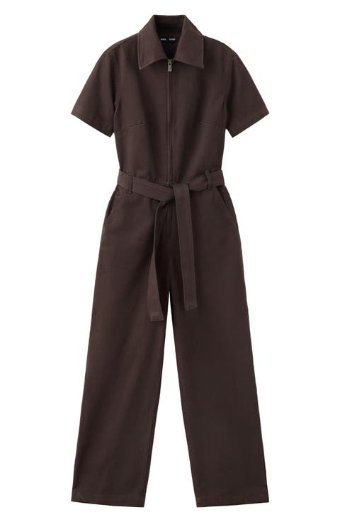 Tie Waist Denim Jumpsuit