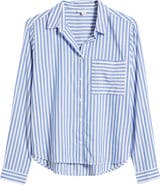 beachlunchlounge Candy Stripe Cotton Blend Button-Up Shirt