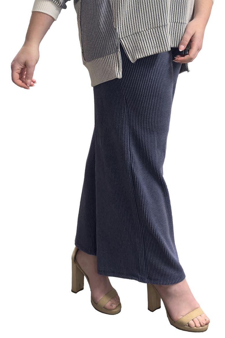 Texture Wide Leg Ankle Pants, Alternate, color, NAVY