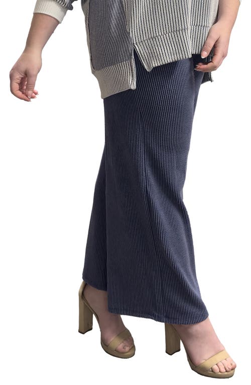 Standards & Practices Texture Wide Leg Ankle Pants In Navy