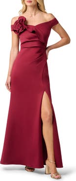 Adrianna Papell Off the Shoulder Scuba Gown