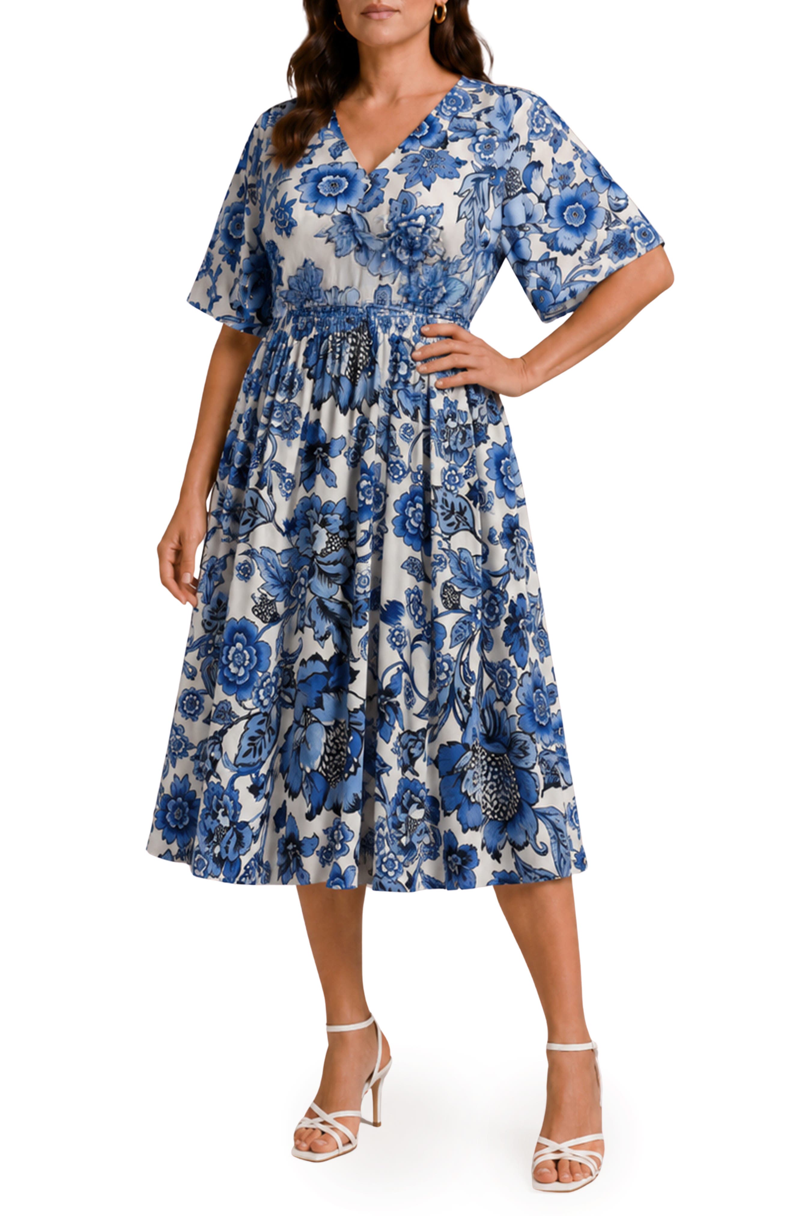 Print Short Sleeve Maxi Dress