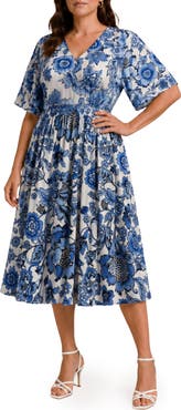 BY DESIGN Print Short Sleeve Maxi Dress