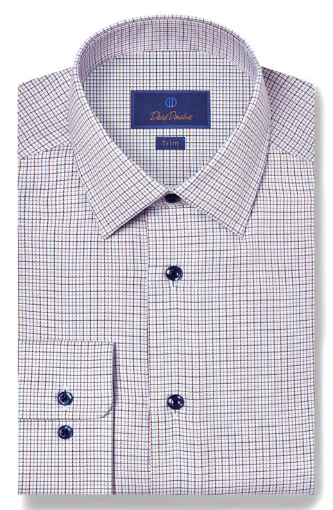 Trim Fit Check Textured Cotton Dobby Dress Shirt