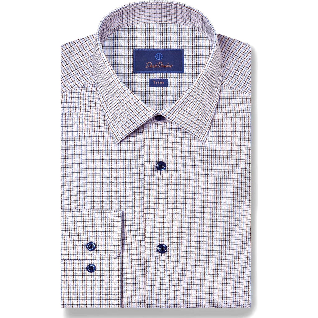 David Donahue Trim Fit Check Textured Cotton Dobby Dress Shirt In Multi