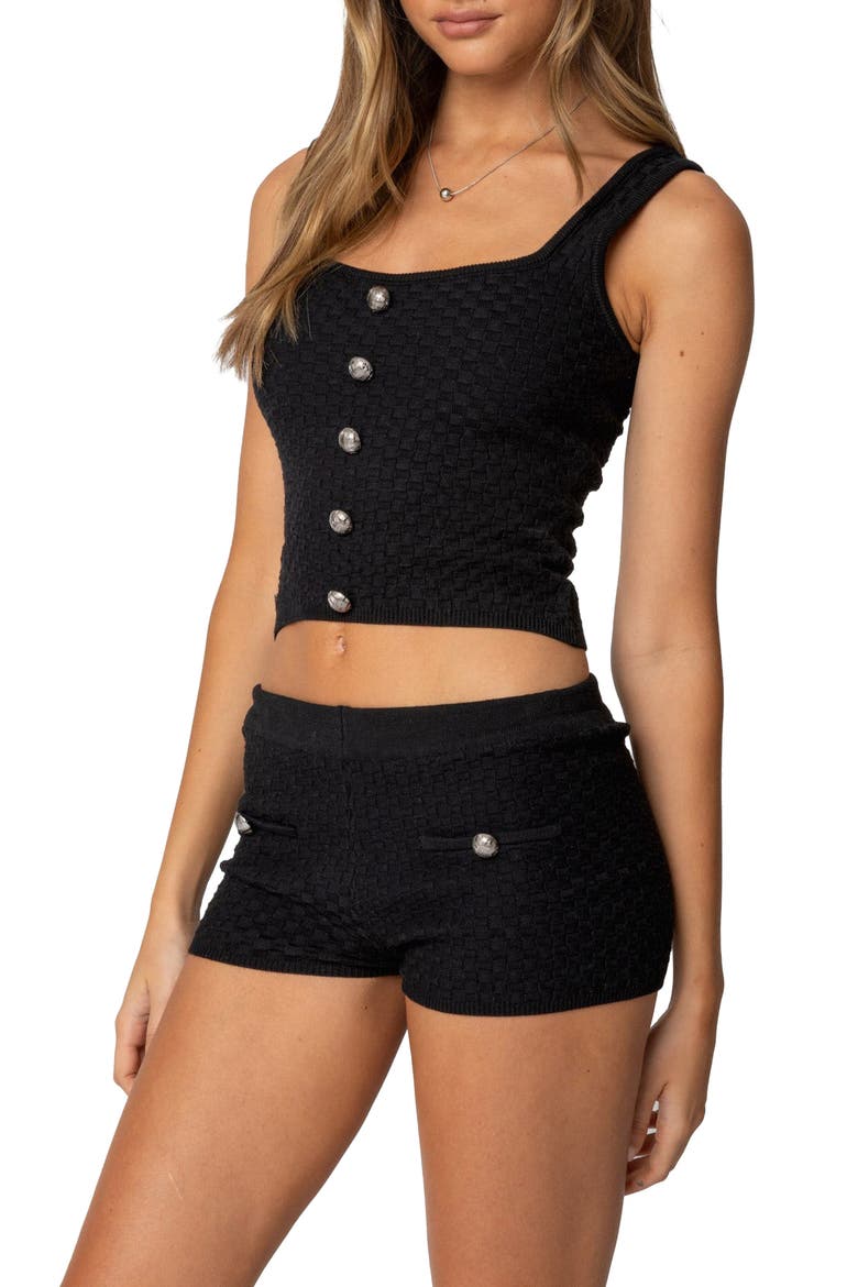Amalie Crop Knit Tank, Alternate, color, BLACK
