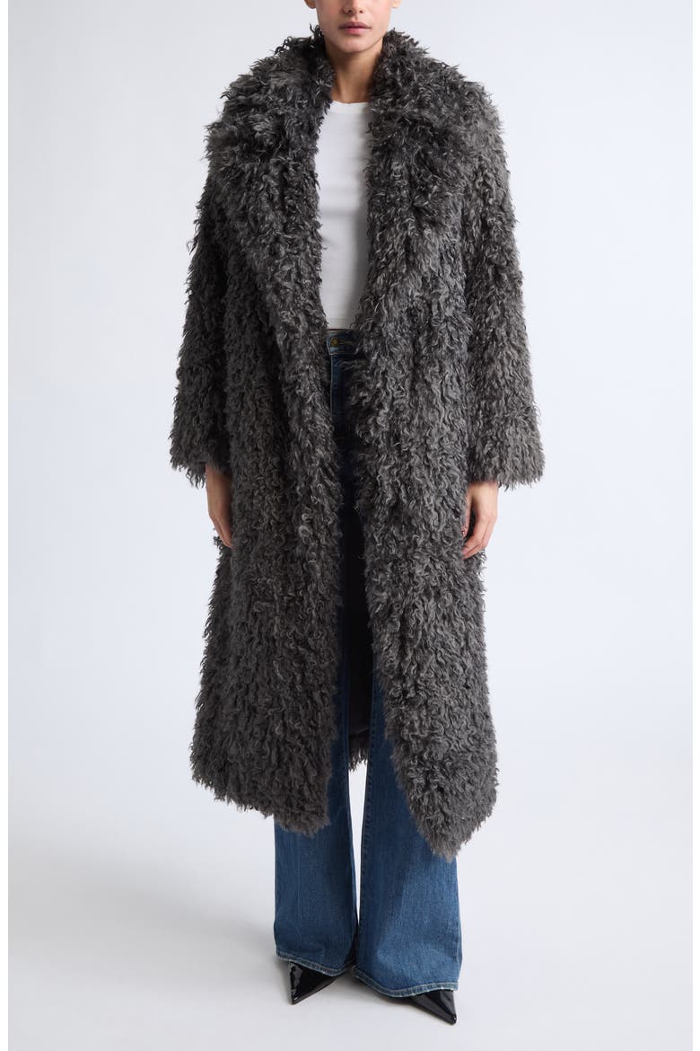 Lizbeth Faux Fur Longline Jacket, Main, color, GREY OLIVE