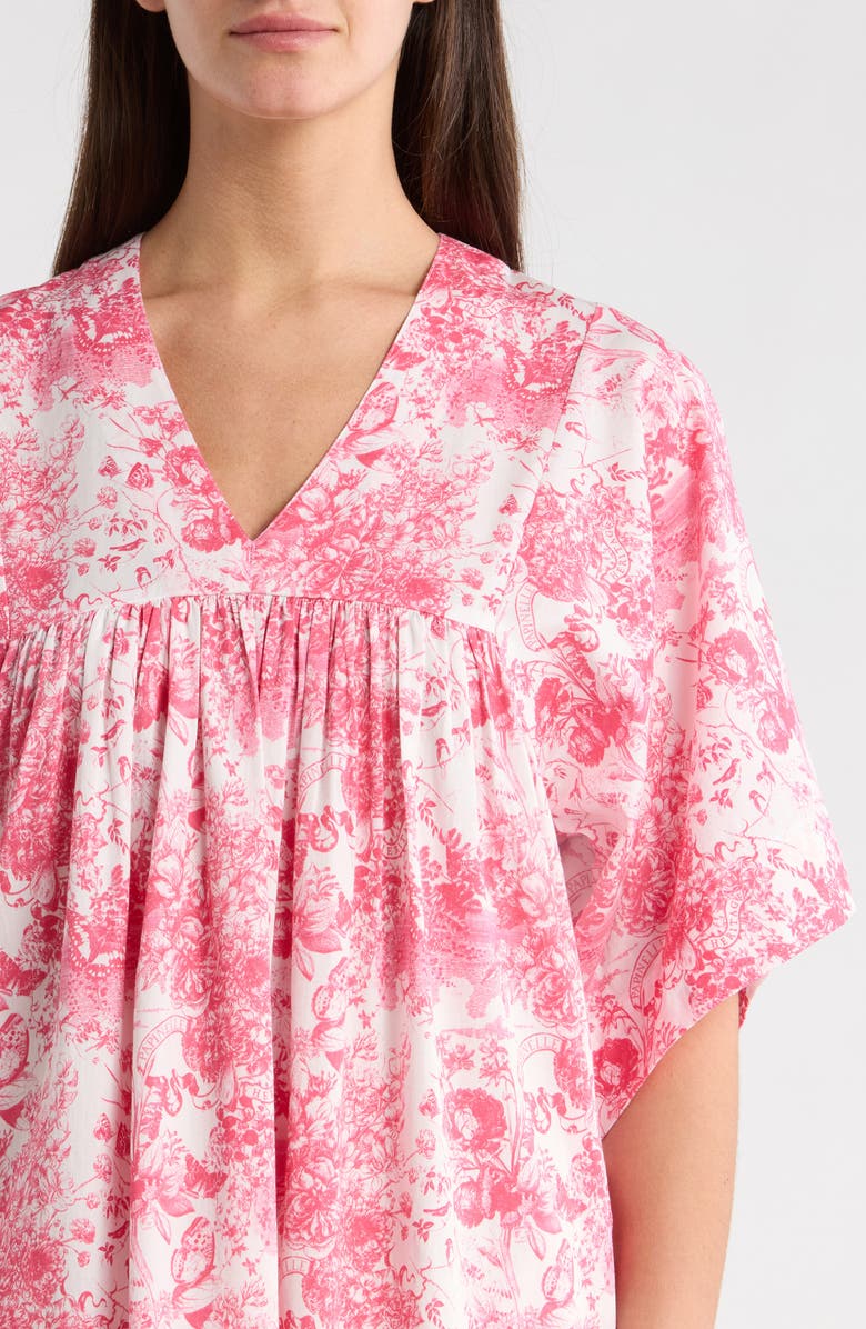Papinelle Toile de Jouy Caftan Nightgown, Alternate, color, Pink Lemonade