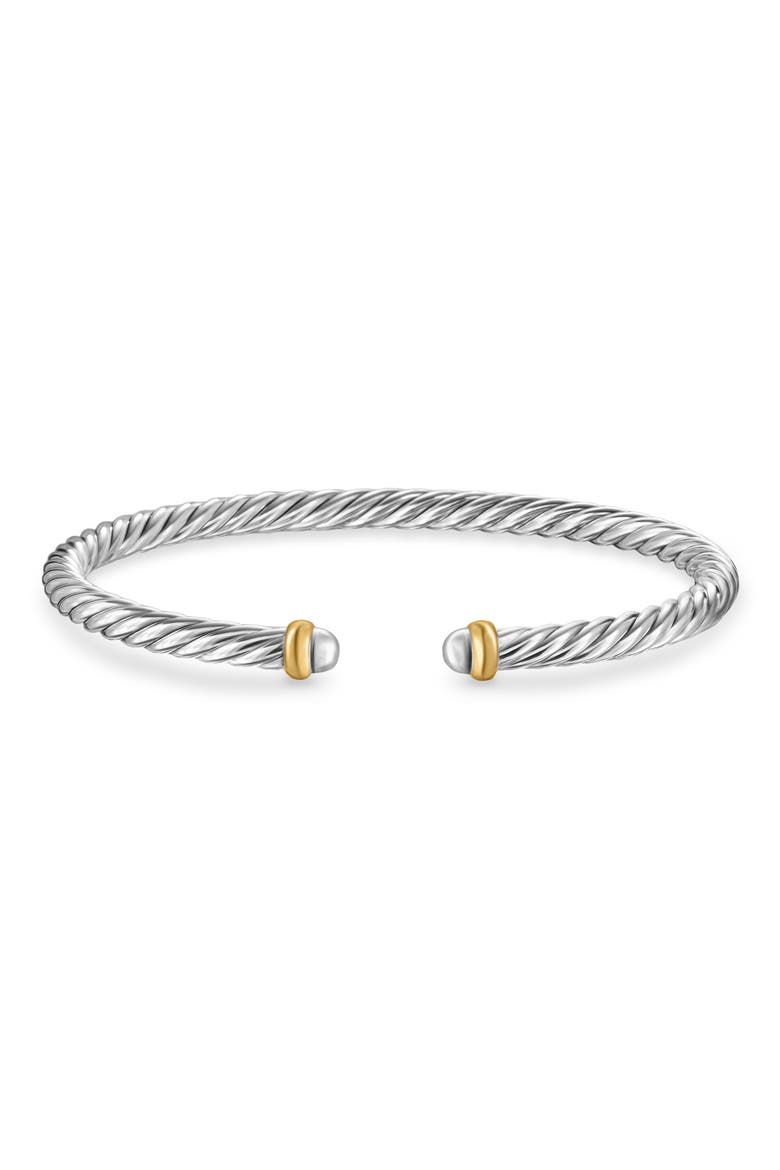 Cable Flex Bracelet in Sterling Silver with 14K Yellow Gold, 4mm, Alternate, color, STERLING SILVER/ GOLD