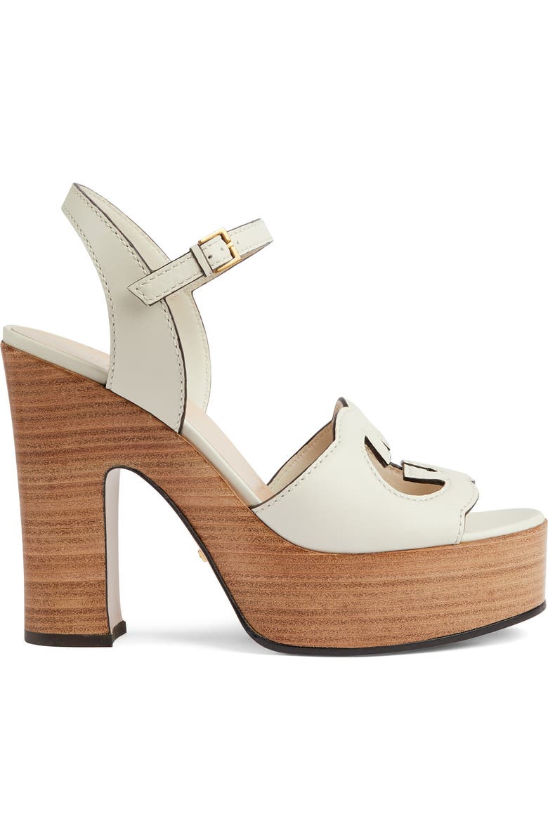 Gucci Interlocking G Cutout Platform Sandal, Alternate, color, Mystic White
