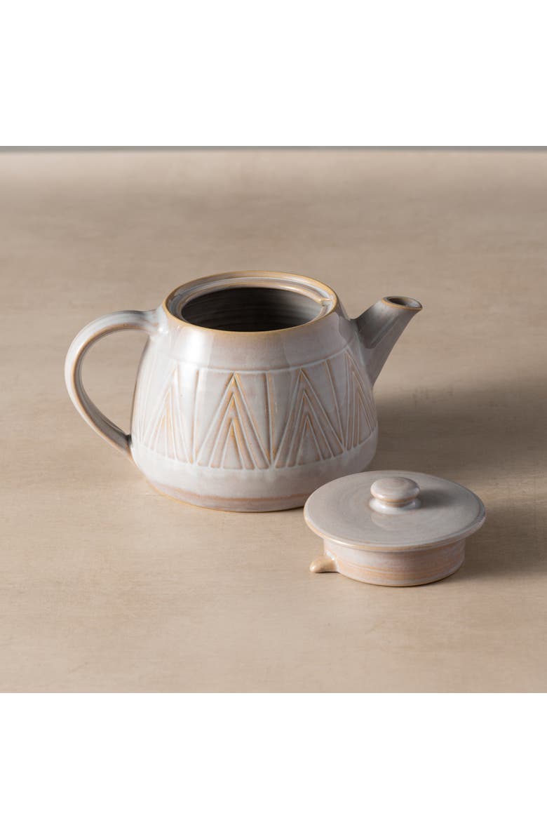 Ten Thousand Villages Mountain Peaks Ceramic Teapot, Alternate, color, White