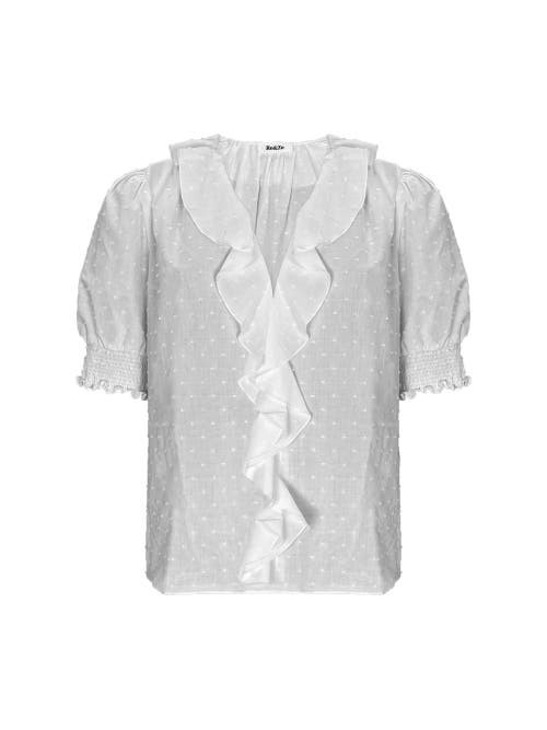 Ro&zo Ivory Dobby Frill Front Top In Ivory