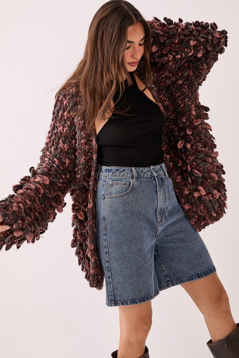 Extreme Loopy Cardigan, Alternate, color, Pink