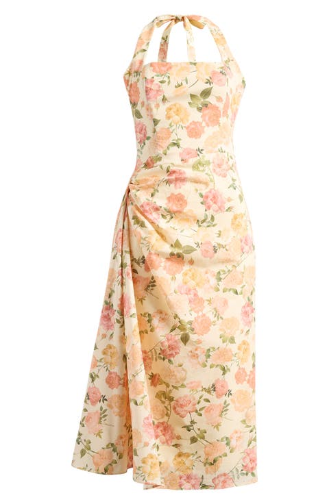 Tallulah Rose Print Halter Midi Dress