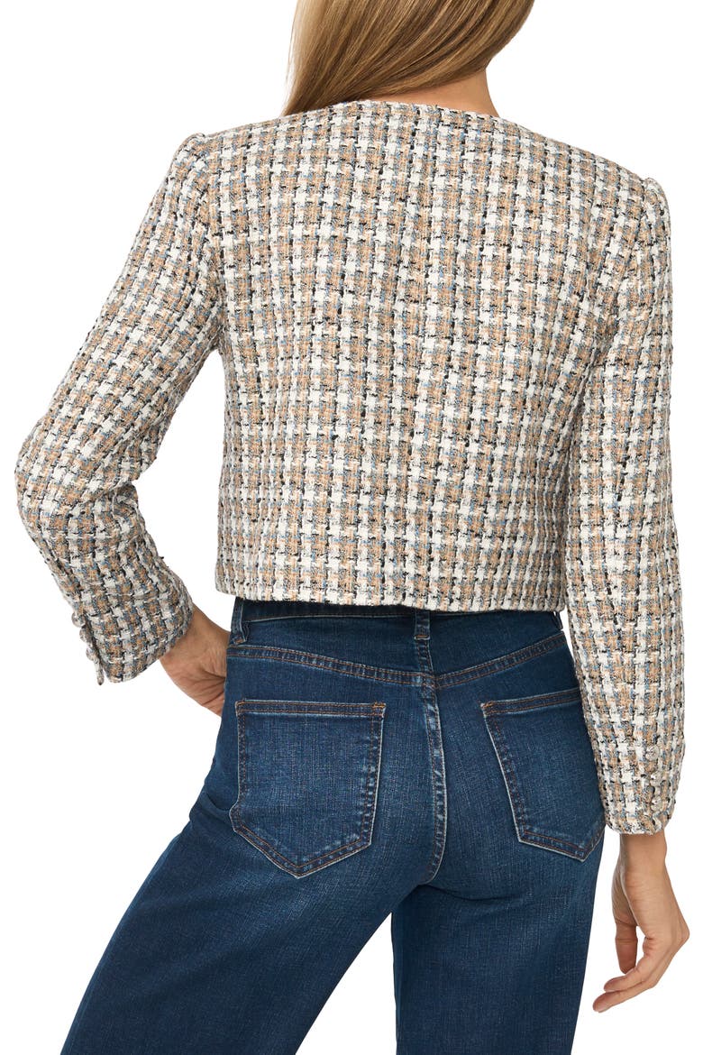 Collarless Tweed Jacket, Alternate, color, MOSAIC SKY