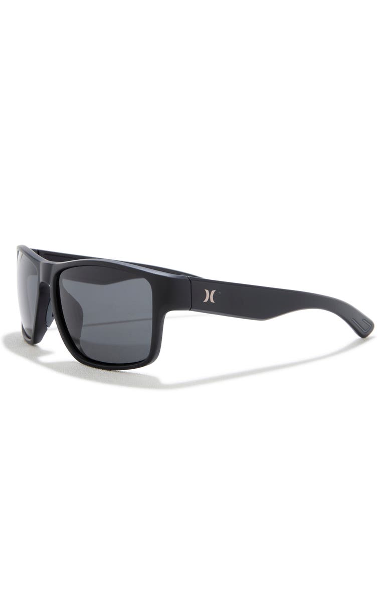 Hurley 51mm Square Sunglasses, Alternate, color, Rubberized Black