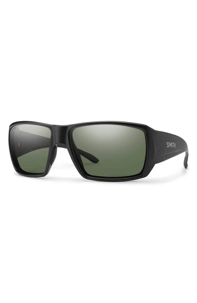 Smith Guide's Choice 58mm ChromaPop<sup>™</sup> Polarized Wraparound Sunglasses, Alternate, color, Black / Chromapop Gray Green