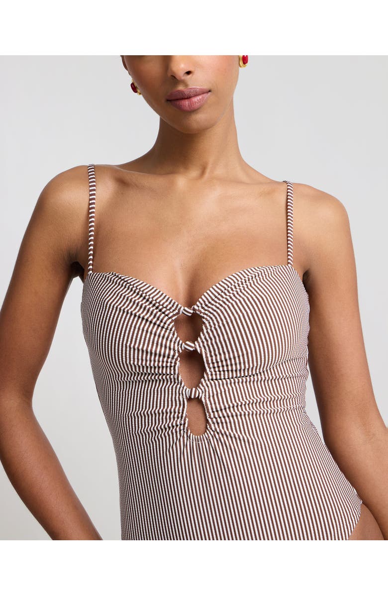 Onia Colette One-Piece, Alternate, color, Brown/White