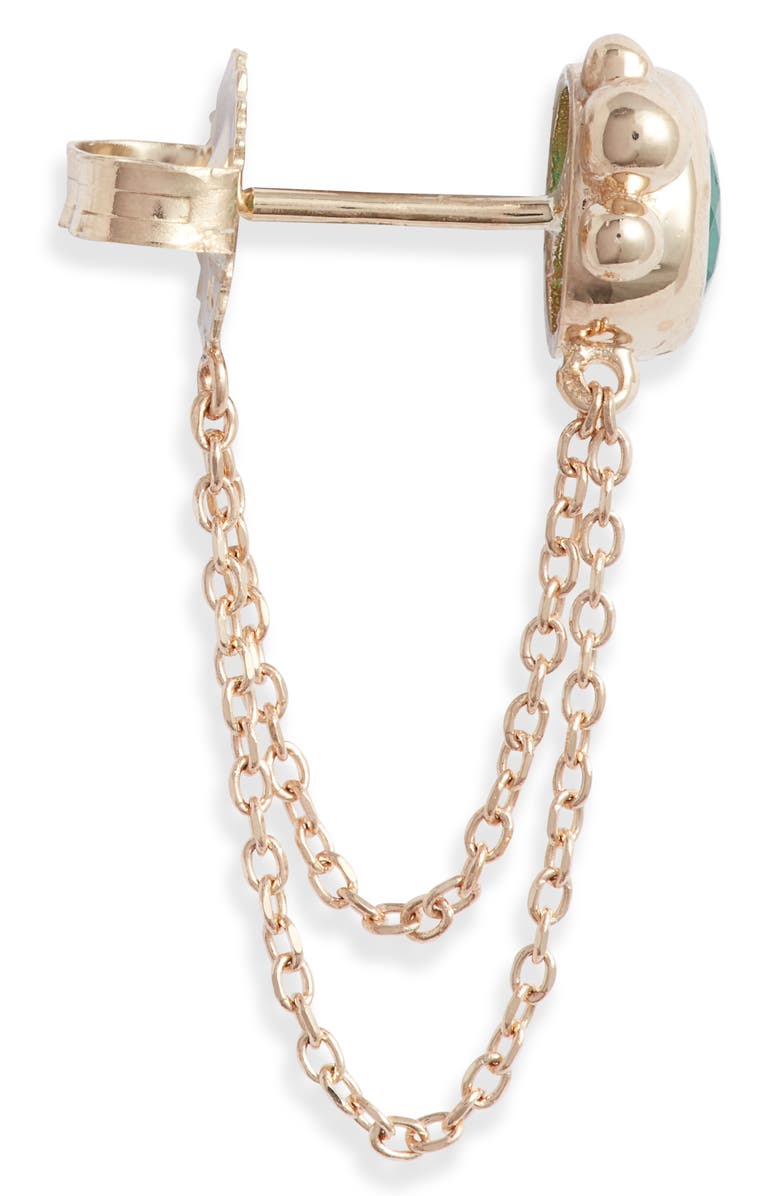 Anzie Bonheur Emerald Chain Stud Earrings, Alternate, color, Yellow Gold/ Green