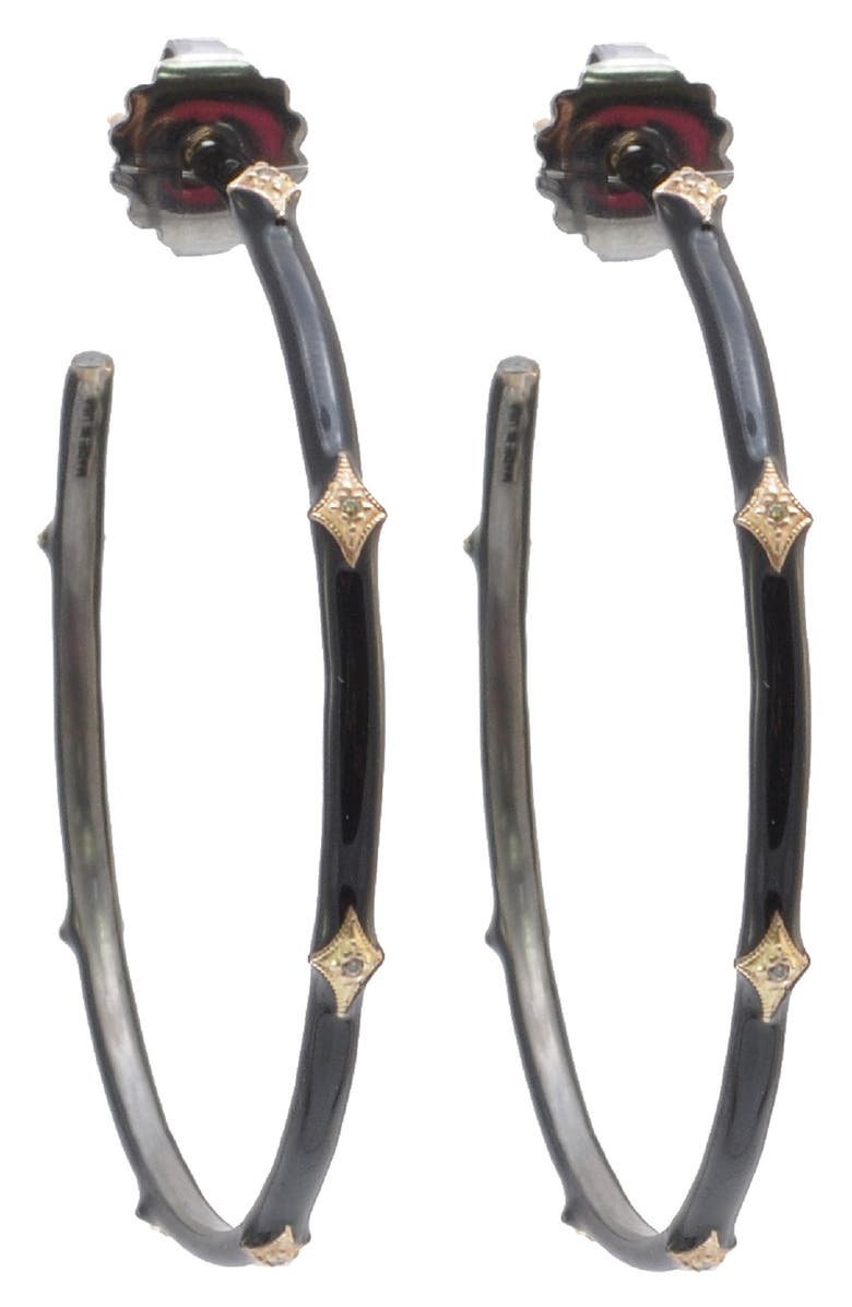 Armenta New World Diamond Enamel Hoop Earrings, Main, color, Rose Gold/ Silver