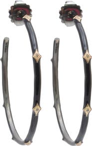 Armenta New World Diamond Enamel Hoop Earrings