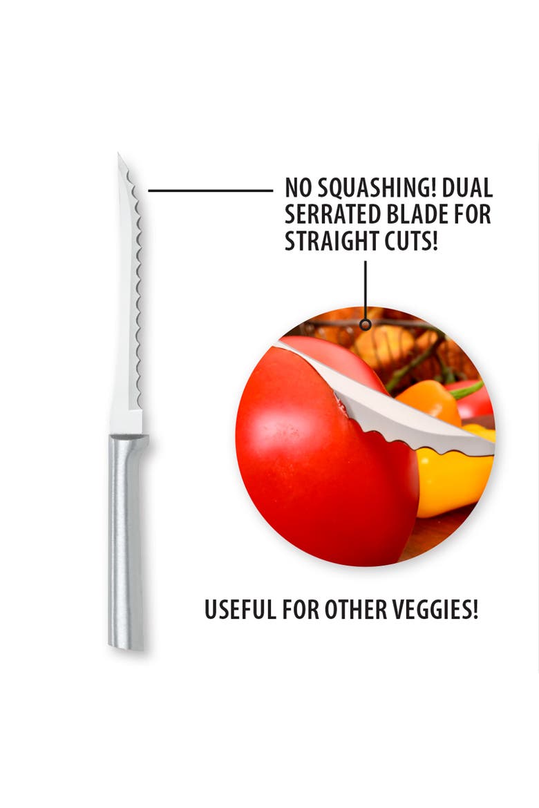 3 Piece Paring Knives Galore Set & 5-Inch Tomato Slicer Stainless Steel Serrated Blade, Alternate, color, Silver