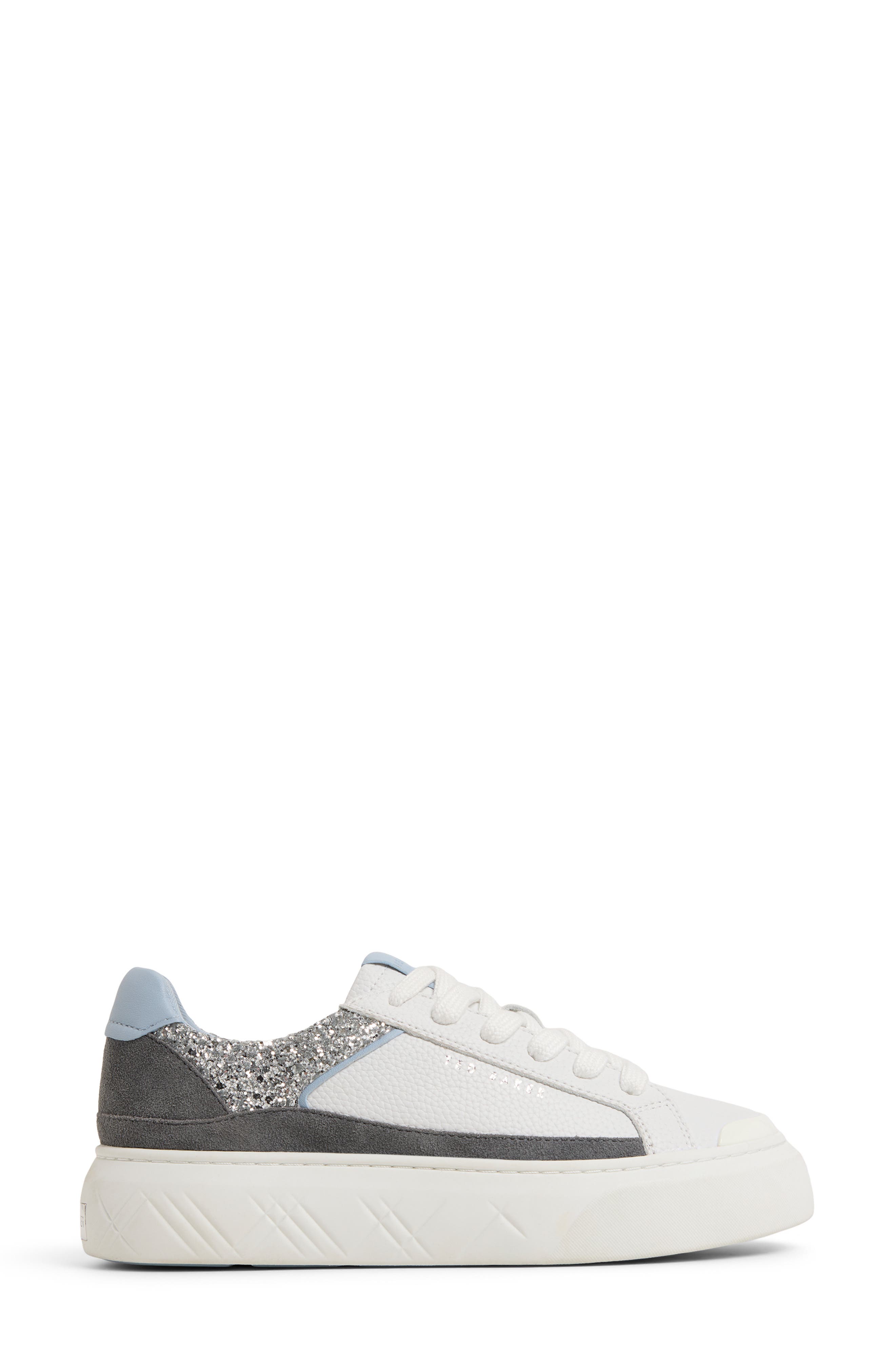 Ted Baker London Adison Platform Sneaker, Alternate, color, White/ Silver
