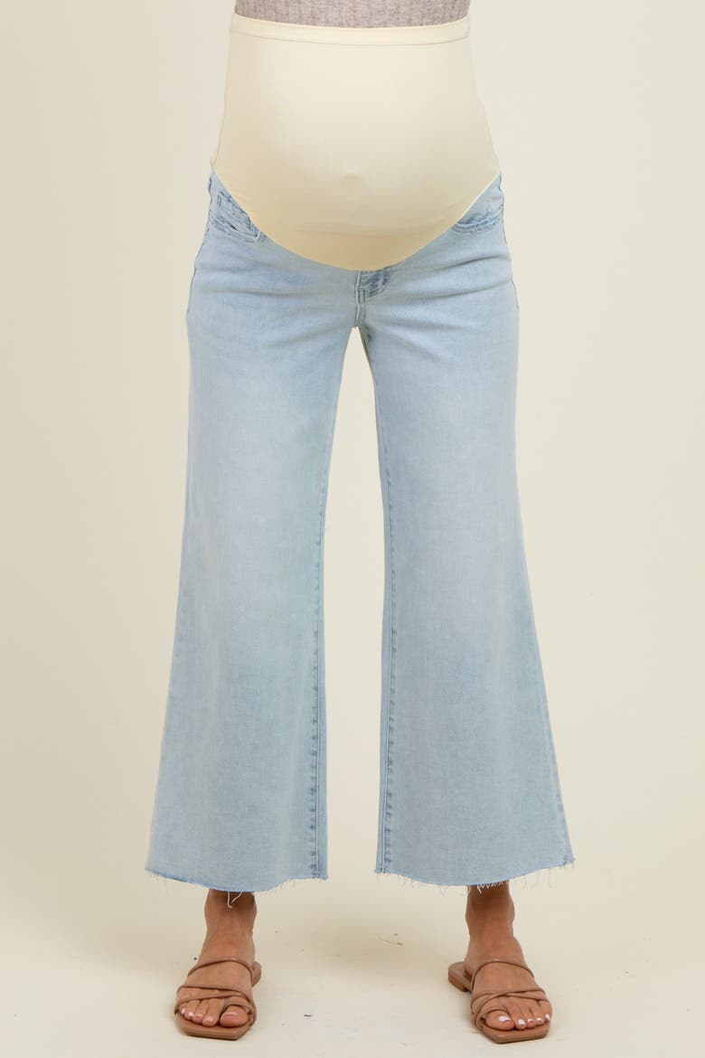 Raw Hem Cropped Wide Leg Maternity Jeans, Alternate, color, Light Blue