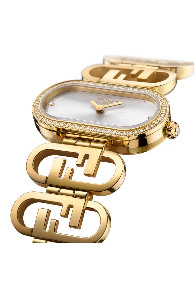 O'Lock Diamond Pavé Oval Link Bracelet Watch, 28.3 x 14.8mm - 0.18 ctw, Alternate, color, GOLD