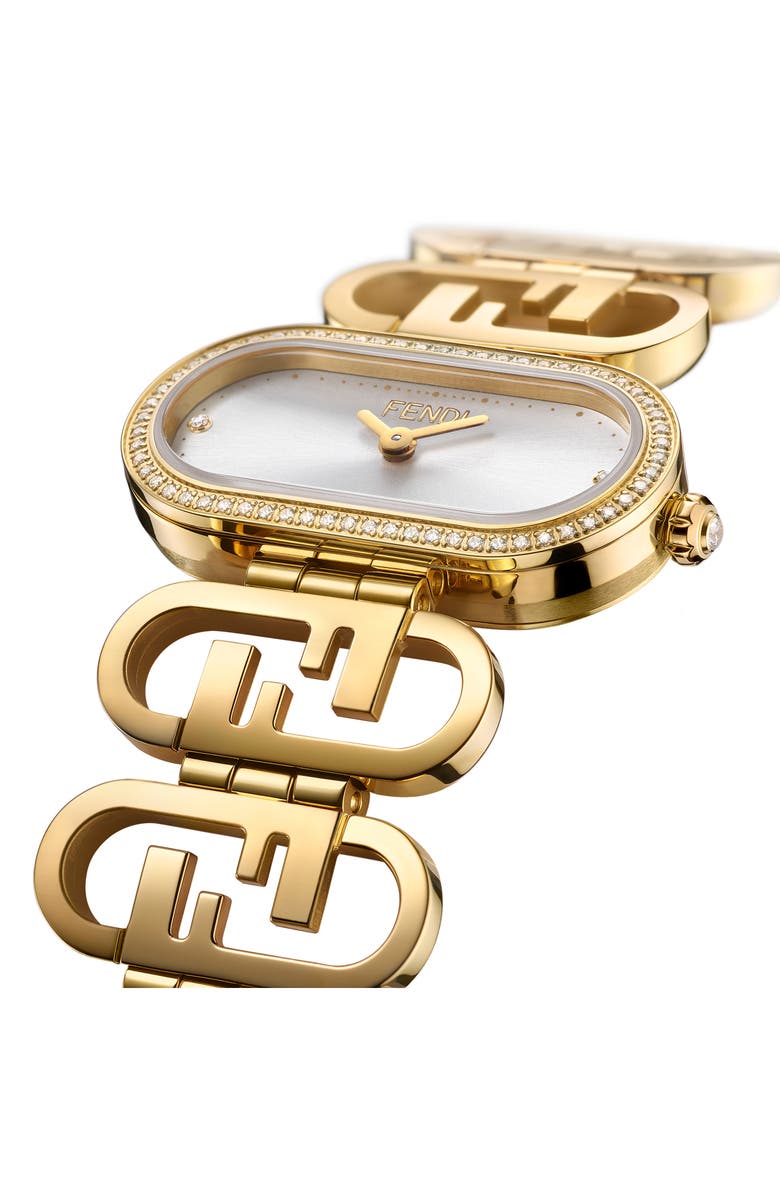 Fendi O'Lock Diamond Pavé Oval Link Bracelet Watch, 28.3 x 14.8mm - 0.18 ctw, Alternate, color, 