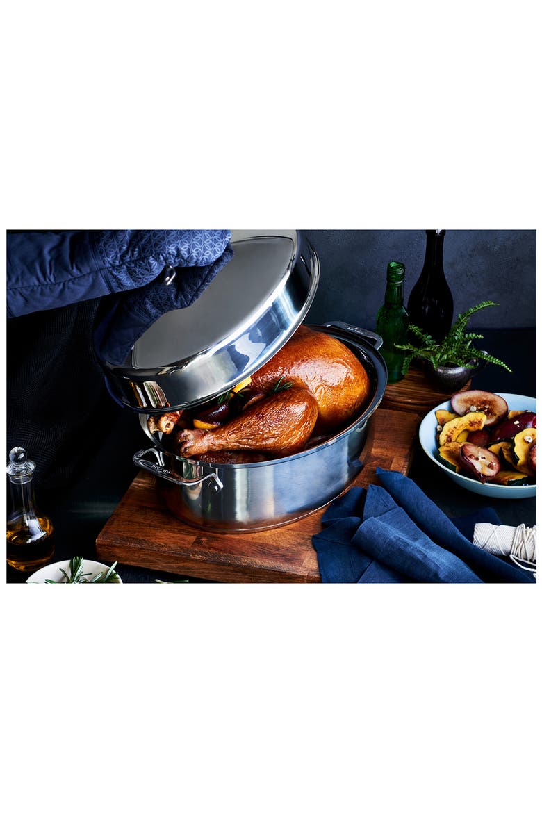 10-Quart Covered Oval Roaster & Lid, Alternate, color, SILVER