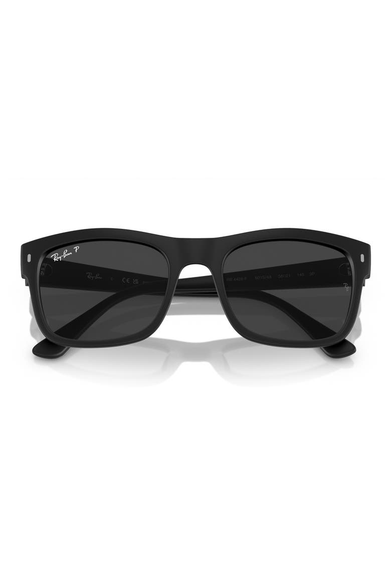 56mm Polarized Square Sunglasses, Main, color, MATTE BLACK / POLAR BLACK