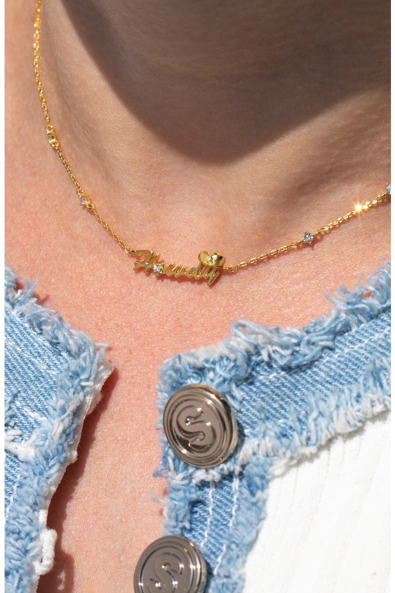 Howdy Partner Pendant Choker Necklace, Alternate, color, GOLD