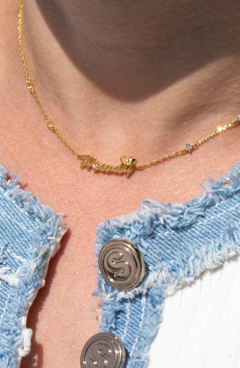 Girls Crew Howdy Partner Pendant Choker Necklace, Alternate, color, Gold