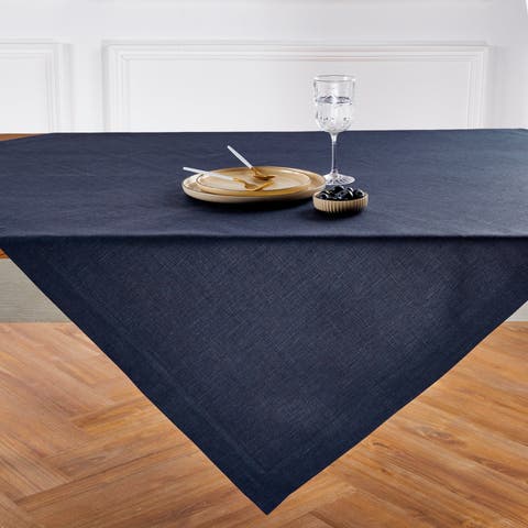 Linen Table Throw - Athena, 52" x 52", 52" x 52"