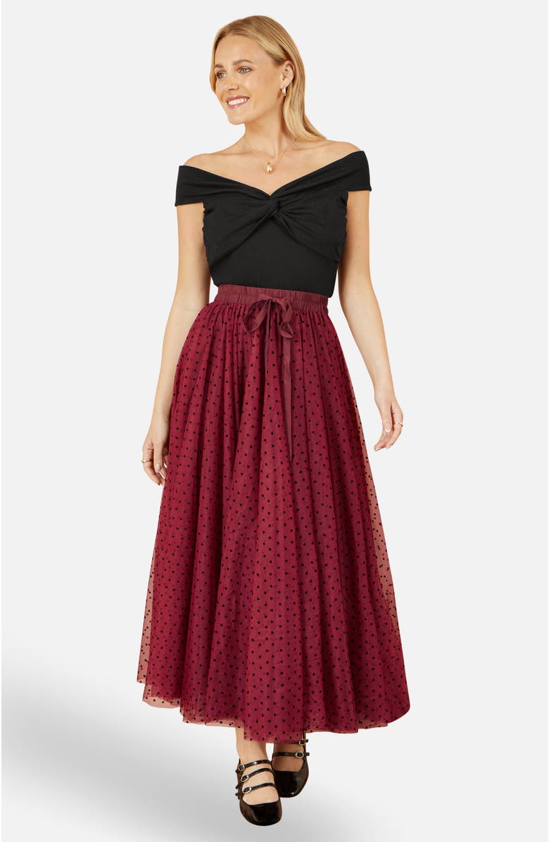 Yumi 100% Cotton Knot Detail Bardot Top, Alternate, color, Black